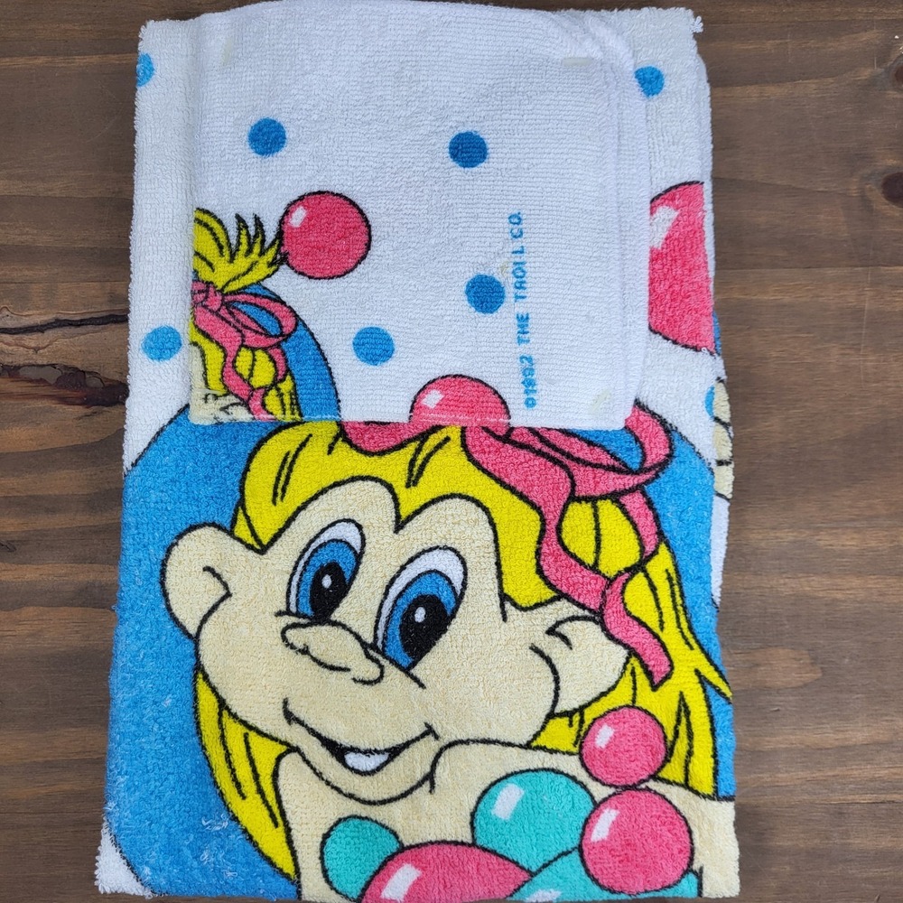Vintage Trolls Bath Towel And Washcloth Set Norfin Jay Franco 1992 New *READ*